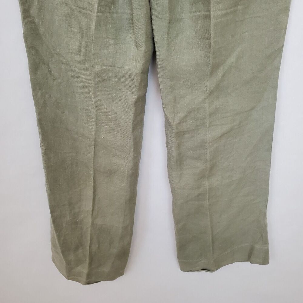 Talbots Pants Womens 4 Petite Linen Wide Leg Drawstring Green Beachy - Picture 4 of 13